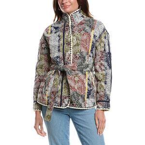 Avec Les Filles Womens  Quilted Barn Jacket, Blue